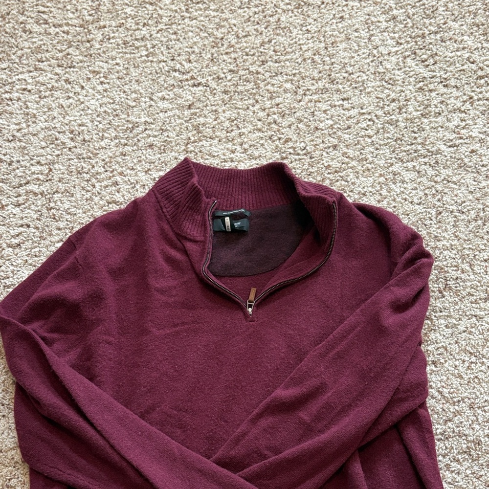 Men's Nordstroms’s Burgundy Half-Zip Sweater 100% Cashmere